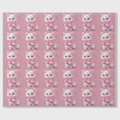pluizig wit liefde kitten cadeaupapier (Vlak)