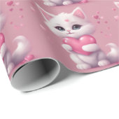 pluizig wit liefde kitten cadeaupapier (Rol Hoek)