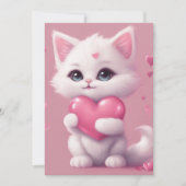 pluizig wit liefde kitten feestdagenkaart (Voorkant)