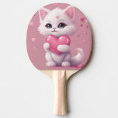 pluizig wit liefde kitten tafeltennisbatje (Voorkant)