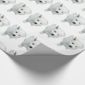 pluizig witte puppy foto cadeaupapier (Hoek)