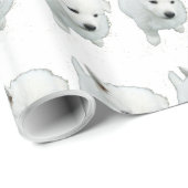 pluizig witte puppy foto cadeaupapier (Rol Hoek)