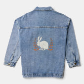 pluizig zittende witte konijntje Oranje Planten Denim Jacket (Achterkant)