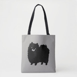 pluizig zwart pomeraans   Leuke cartoon hond Tote Bag