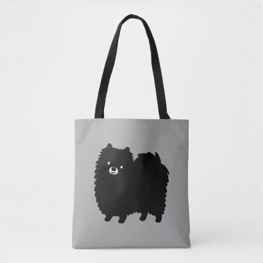 pluizig zwart pomeraans | Leuke cartoon hond Tote Bag (Voorkant)