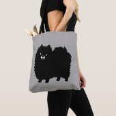 pluizig zwart pomeraans | Leuke cartoon hond Tote Bag (Dichtbij)