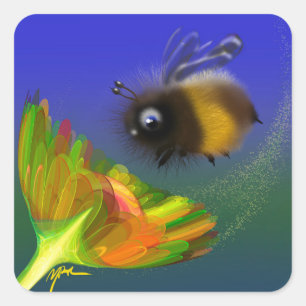 Pluizige Bij Vierkante Sticker