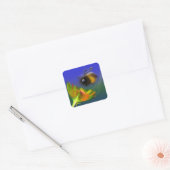 Pluizige Bij Vierkante Sticker (Envelop)