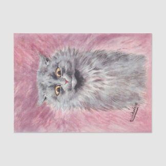 Pluizige Blauwe Kat Humeur Vintage Feline Tissuepapier