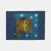 Pluizige Bruine Uil Fleece Deken (Voorkant (Horizontaal))