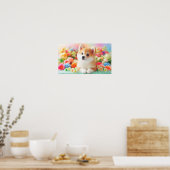 Pluizige hond met grote ogen | Joyful Pet Afbeeldi Poster (Keuken)