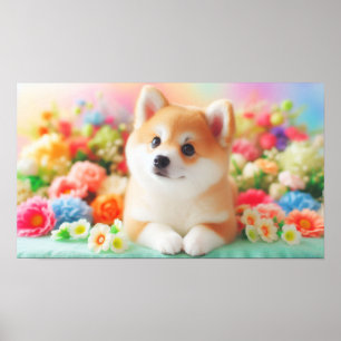 Pluizige hond met grote ogen   Joyful Pet Afbeeldi Poster