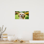 Pluizige hond met grote ogen | Joyful Pet Afbeeldi Poster (Keuken)