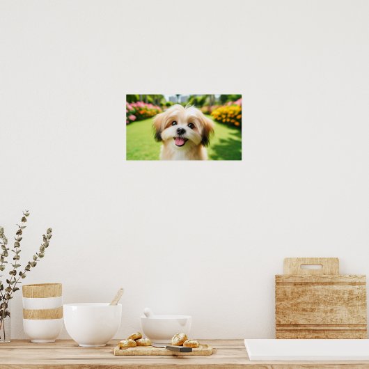 Pluizige hond met grote ogen | Joyful Pet Afbeeldi Poster (Keuken)