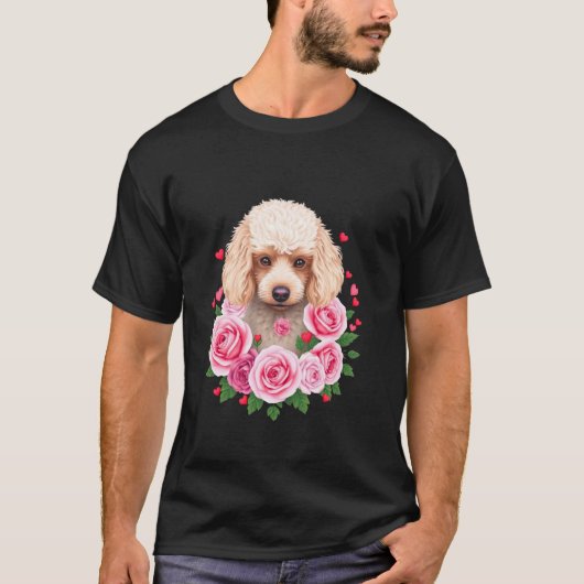 Pluizige Hond Met Rozen T-shirt (Voorkant)