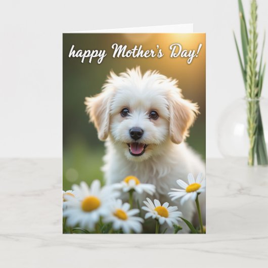 Pluizige Hond Moederdag Scene Kaart (Voorkant)