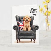 Pluizige Hond Vaderdag Kaart (Gele Bloem)