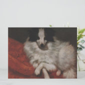 Pluizige Hond Zittend op een Kussen (Gustave Courb Kaart (Staand voorkant)