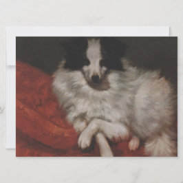 Pluizige Hond Zittend op een Kussen (Gustave Courb Kaart