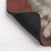 Pluizige Hond Zittend op een Kussen (Gustave Courb Muismat (Hoek)