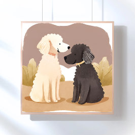Pluizige Honden | Huisdier Aquarel Schilderij Poster