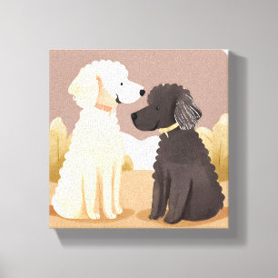 Pluizige Honden   Watercolorhuisdier Schilderij Canvas Afdruk