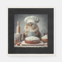 Pluizige kat bakt een taart