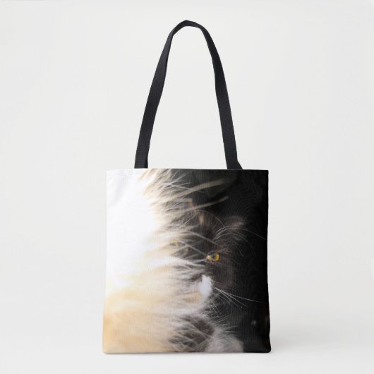 Pluizige kat kijk portret gouden oog tote bag (Voorkant)