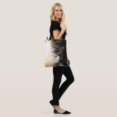 Pluizige kat kijk portret gouden oog tote bag (Op model)