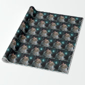 Pluizige Kat Met Neon Vlinder Cadeaupapier (Uitgerold)