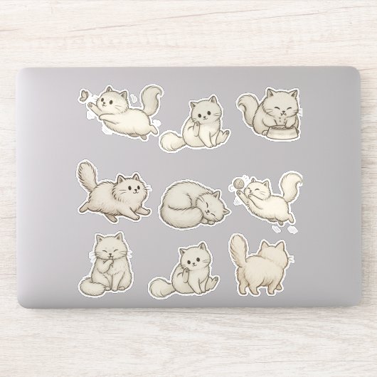 Pluizige Kat op maat gesneden sticker  (Computer)
