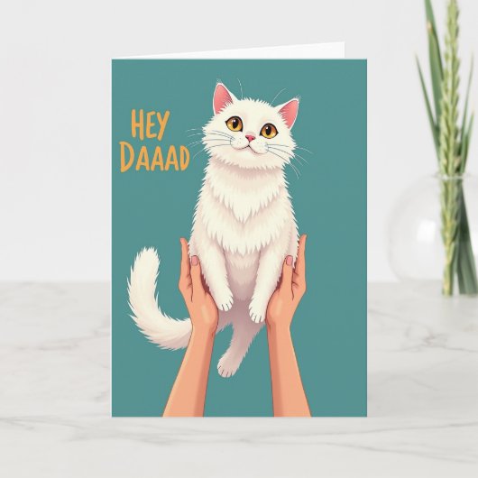 Pluizige Kat Vaderdag kaart (Voorkant)