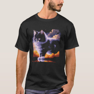 Pluizige Kat Wolken Schilderen Cute Kitten Kunst M T-shirt