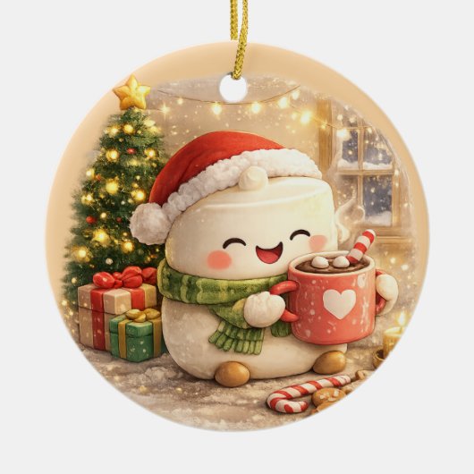 Pluizige kerst keramisch ornament (Voorkant)