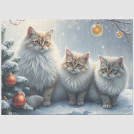 Pluizige Kerstkatten Vloeipapier Tissuepapier
