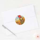 pluizige kip ronde sticker (Envelop)