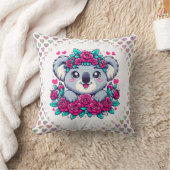 Pluizige Koala met Bloemenkrans Kussen (Deken)