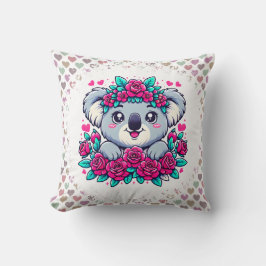 Pluizige Koala met Bloemenkrans Kussen