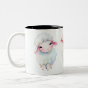 pluizige lammeren tweekleurige koffiemok