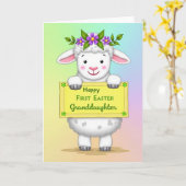 Pluizige Lammetjes Pasen Kaart (Gele Bloem)