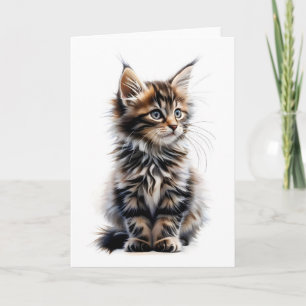 Pluizige Langharige Maine Coon Kat Lege Groet Kaart