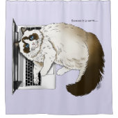 Pluizige Lapjeskat Lavendel Laptop Grappig Douchegordijn (Voorkant)