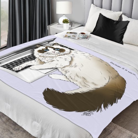 Pluizige Lapjeskat Lavendel Laptop Grappig Fleece Deken