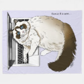 Pluizige Lapjeskat Lavendel Laptop Grappig Fleece Deken (Voorkant (Horizontaal))