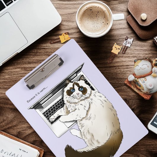 Pluizige Lapjeskat Lavendel Laptop Grappig Klembord