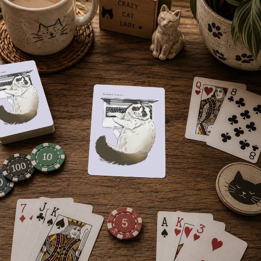 Pluizige Lapjeskat Lavendel Laptop Grappig Pokerkaarten