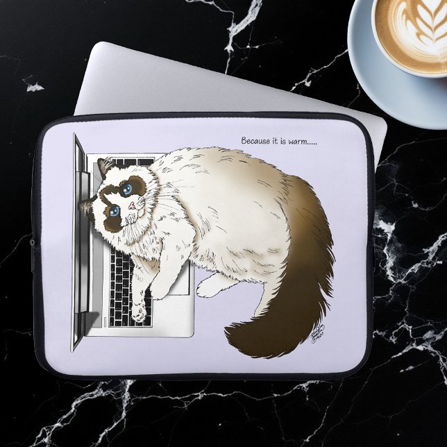 Pluizige Lapjeskat Lavendel Laptop Grappig Sleeve (Creator heeft geüpload)