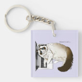 Pluizige Lapjeskat Lavendel Laptop Grappig Sleutelhanger (Voorkant)