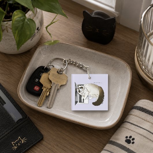 Pluizige Lapjeskat Lavendel Laptop Grappig Sleutelhanger