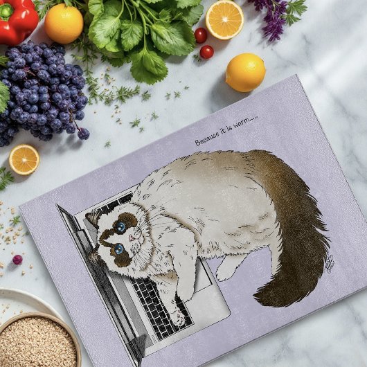 Pluizige Lapjeskat Lavendel Laptop Grappig Snijplank